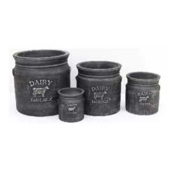 Woodlodge 38cm Black Wash Milk Churn Pot