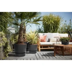 Elho 30cm Living Black Greenville Round Planter -Hush Arbor Sales 8711904332358 4