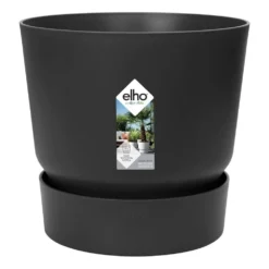 Elho 30cm Living Black Greenville Round Planter
