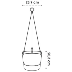 Elho 24cm Leaf Green Greenville Hanging Basket Planter -Hush Arbor Sales 8711904332440 3